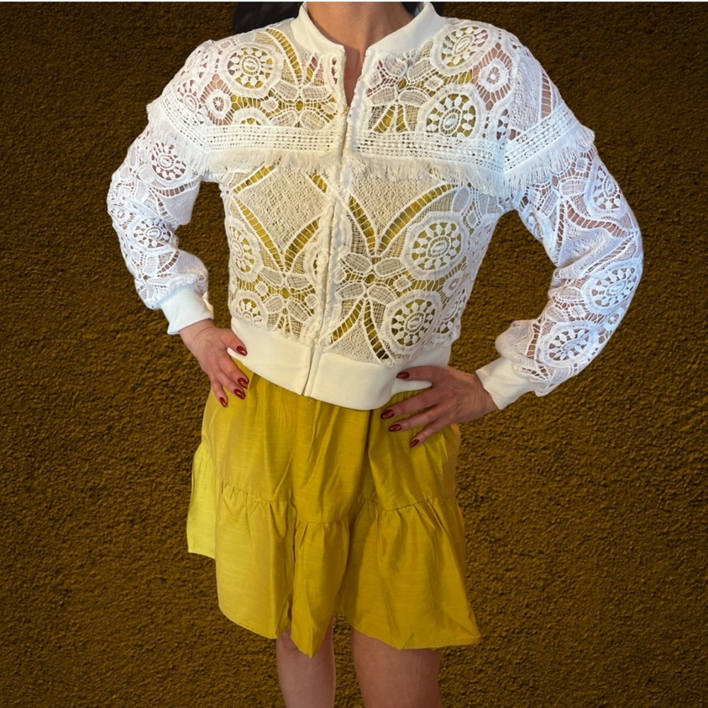 White Fringed Lace Jacket